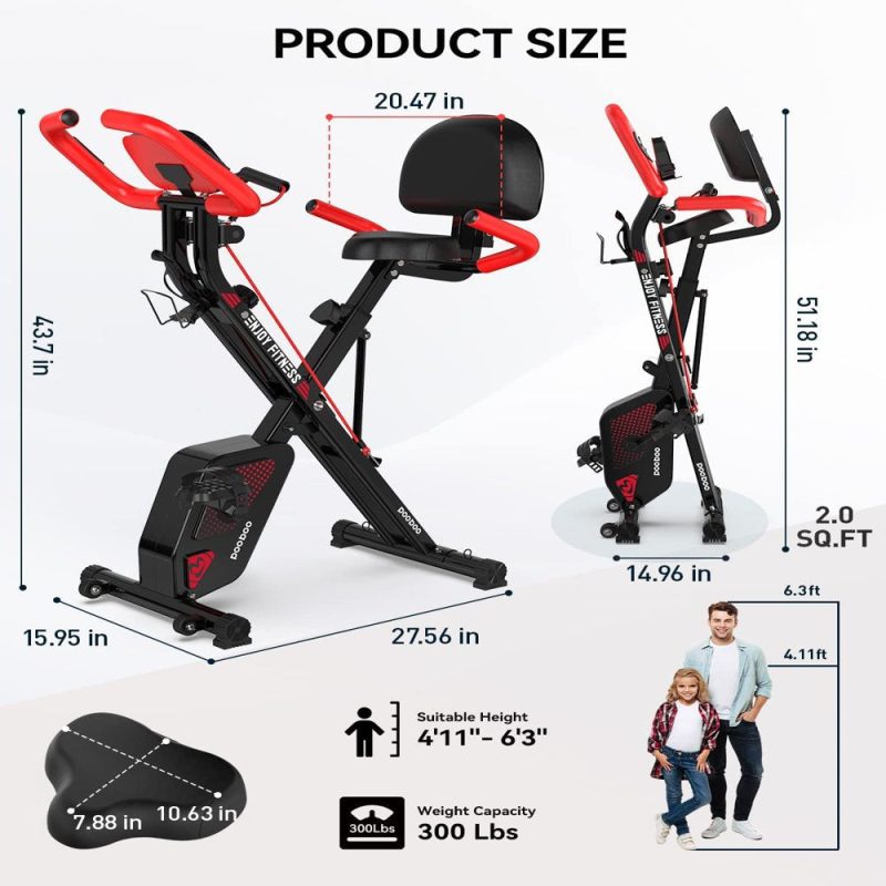 Pooboo 3 In 1 Foldable Exercise Bike Indoor Cycling Bike Workout 300Lb - Image 14