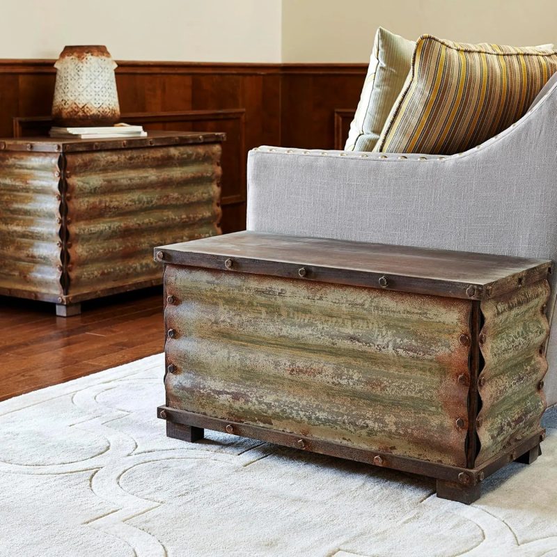 Household Essentials Decorative Box, rustic wood frame and metal siding, spacious and handcrafted - 图片 2