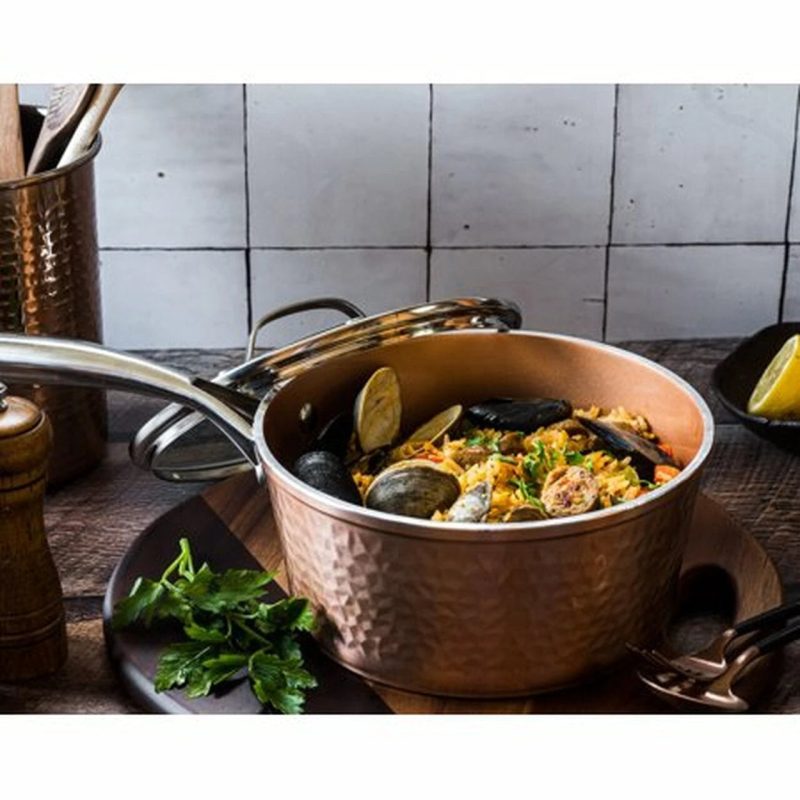 Gotham Steel 5 Piece Hammered Cookware Set, Non-stick coating, Dishwasher Safe, Oven Safe - Image 2