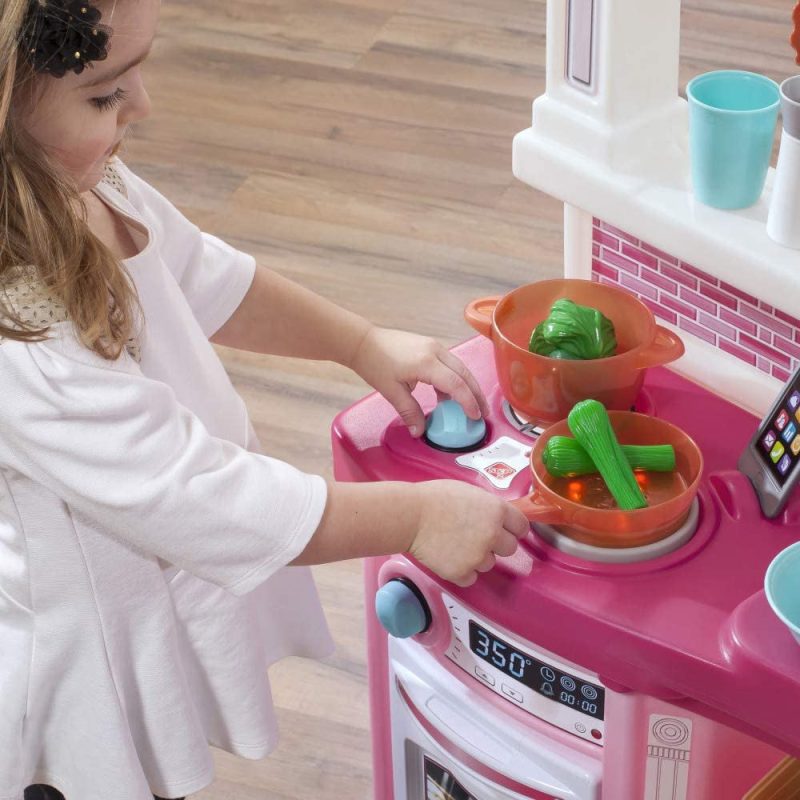 Step2 Fun with Friends Kitchen Playset for Kids with Lights, Sounds, and Pretend Appliances – Pink - Image 6