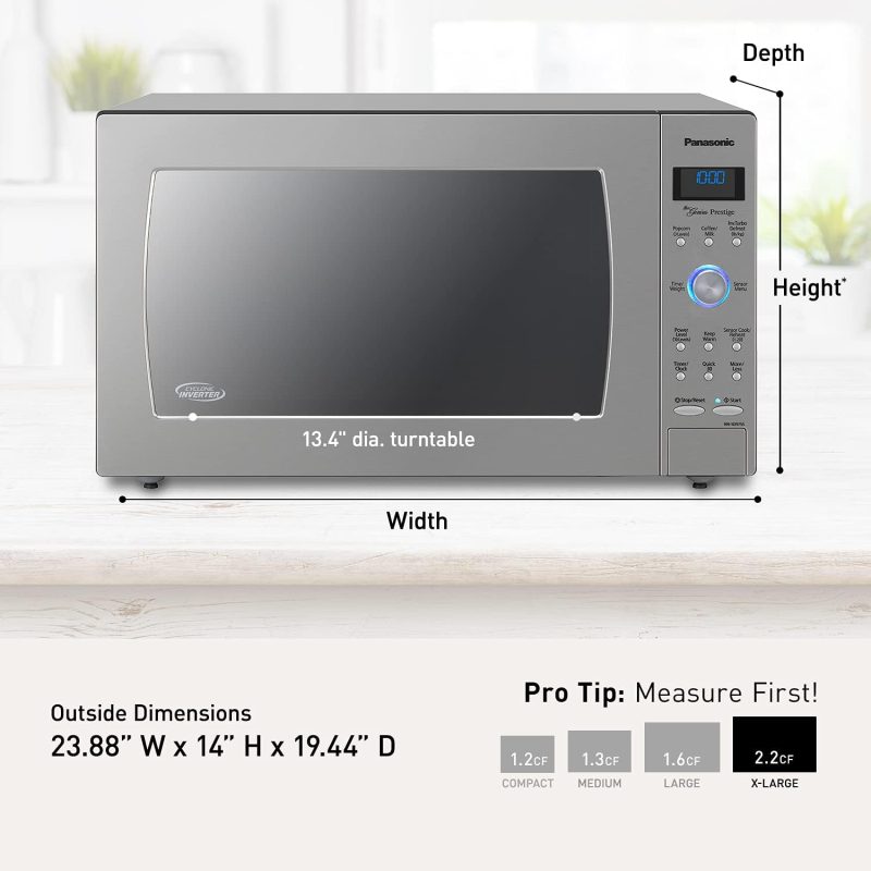 Panasonic NN-SN966S 2.2 Cu. Ft. 1250W Stainless Steel Microwave Oven with Inverter & Genius Sensor, Countertop/Built-In - Image 5
