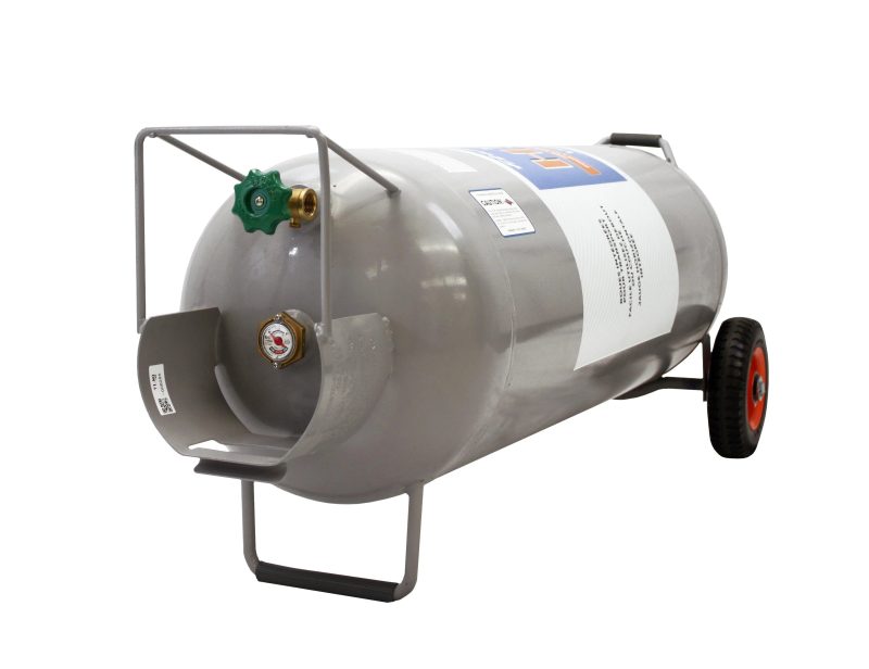 Flame King 100lb Empty Horizontal & Vertical Propane Cylinder with POL & Wheels - Image 2