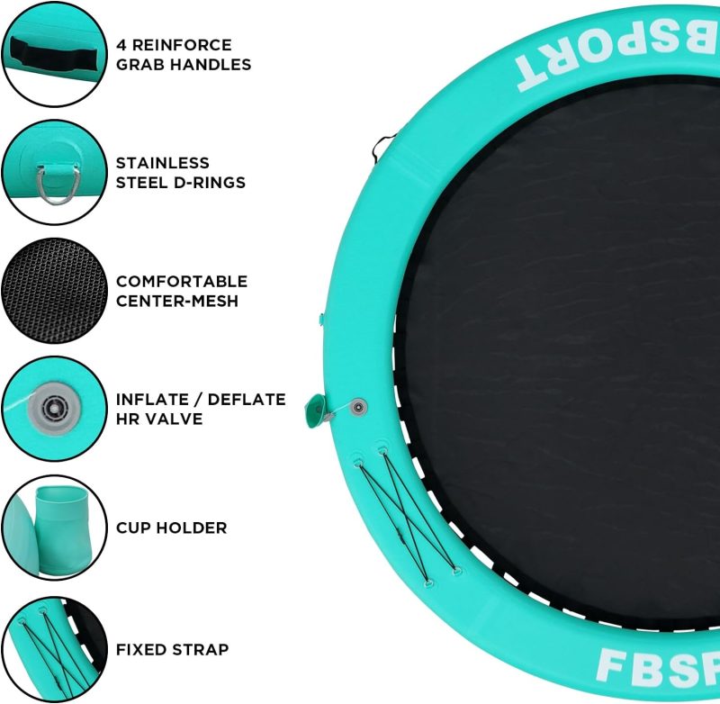 Inflatable Dock Floating Platform, 8ft Inflatable Water Hammock Floating Deck for Lake W/Cupholder, Round Floating Ring Float Ring, Pool Float Raft Lounger Island Platform Pad - 图片 5
