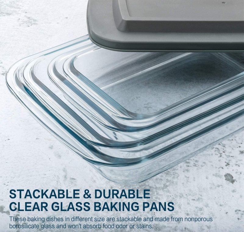 8-Piece Deep Glass Baking Dish Set with Plastic Lids - Image 3