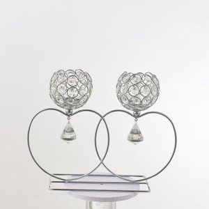 2 Arms Crystal Candle Holders In European And Heart Design For Decoration