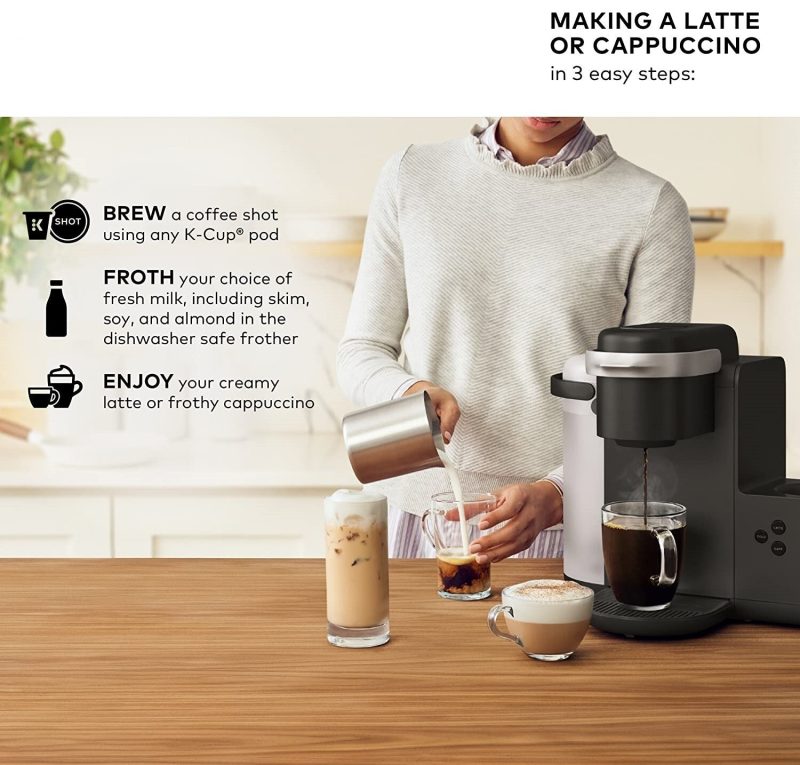 Keurig K-Cafe Single-Serve Coffee, Latte & Cappuccino Maker with Milk Frother, 60oz Reservoir, Dark Charcoal - Image 4