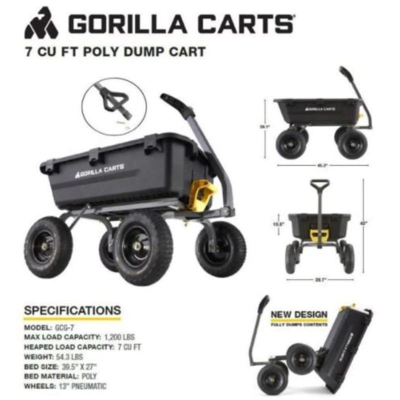 Gorilla Carts 7-cu ft Poly Yard Cart | GCG-7 - MadeInUSA - Image 4