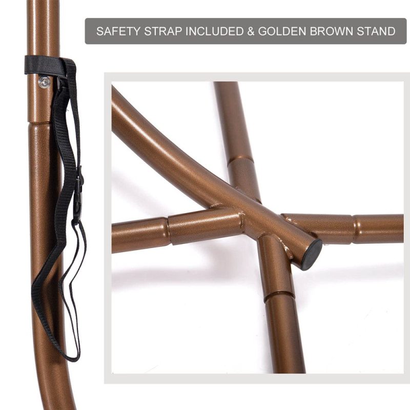 Nicesoul Foldable PE Wicker Brown Hanging Egg Chair With Stand Swing Chair With Cushion and Pillow Capacity 350lbs - Image 8