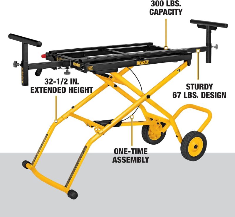 Miter Saw Stand With Wheels (DWX726), Yellow - Image 2