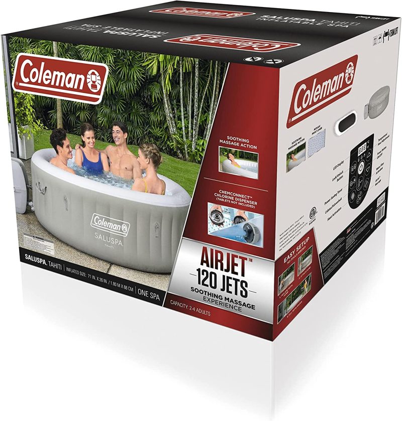 Coleman SaluSpa Tahiti Inflatable Hot Tub Spa, 2-4 Person AirJet Spa – Hot Tub - 图片 4