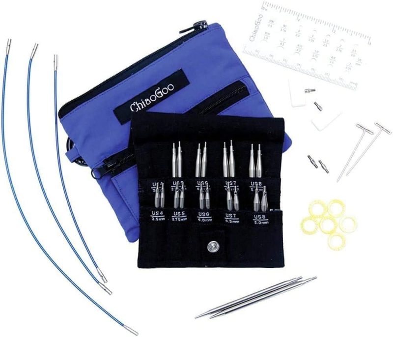 ChiaoGoo Twist Shorties Interchangeable Knitting Needle Set Bundle – Mini & Small, Stainless Steel, Red & Blue, Circular Needles 9′′-14′′ - 图片 3