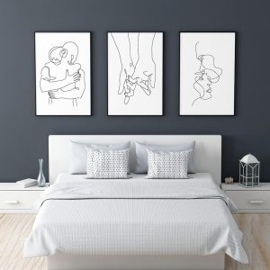 Abstract Line Loving Couple Wall Art