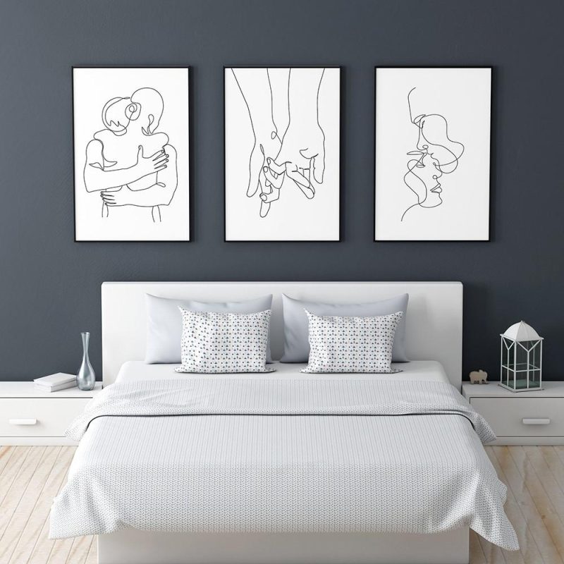Abstract Line Loving Couple Wall Art