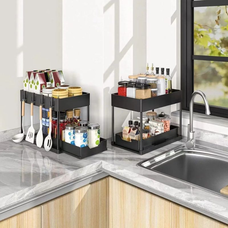 2 Tier Pull Out Cabinet Organizer Sliding Storage Rack - Image 4