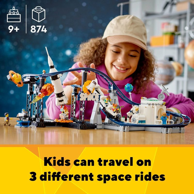 LEGO Creator 3 in 1 Space Roller Coaster, Rebuildable Amusement Park, Build as a Winding Roller Coaster or Drop Tower or Spinning Carousel, with 5 Minifigures, Building Toy Set for Kids Ages 9+, 31142 - Image 4