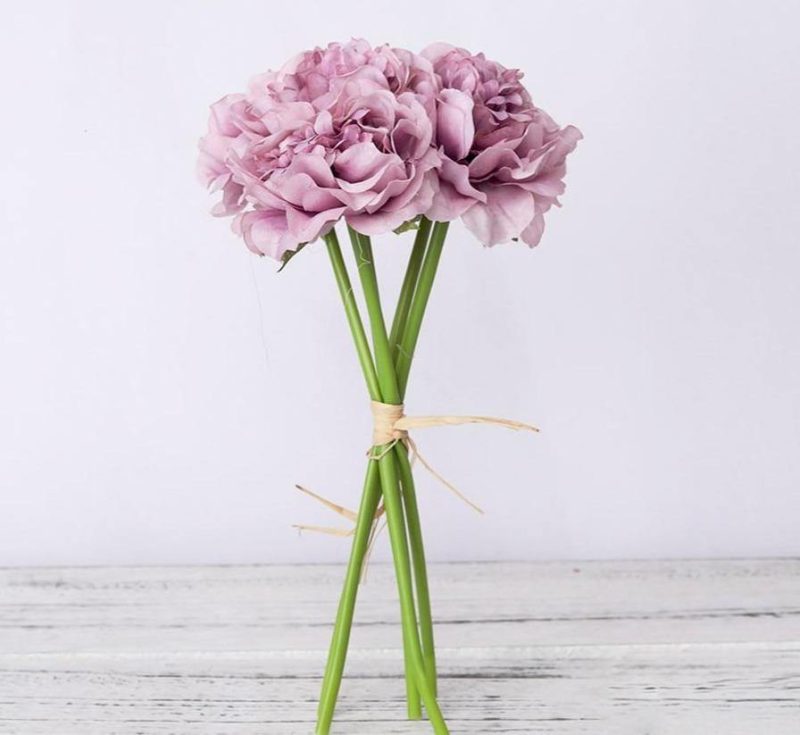 5-Pack Silk Faux Roses Artificial Flowers - Image 2