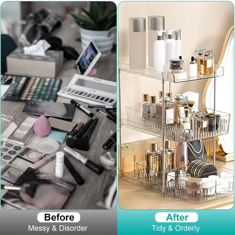 2 Sets-  3-Tier Clear Kitchen Organizer with Dividers - Image 7