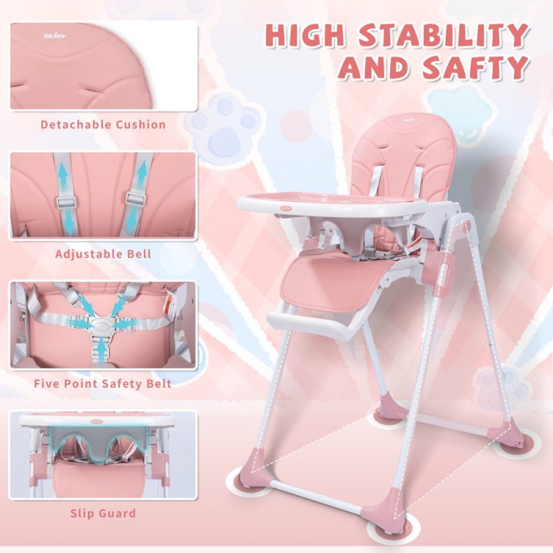 SEJOY Portable Folding Highchair for Babies & Toddlers with Adjustable Height - Image 3