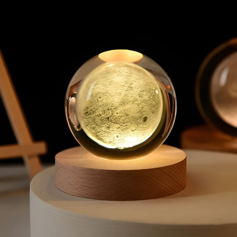 3D Galaxy Crystal Ball Lamp With Wooden Base - Image 4