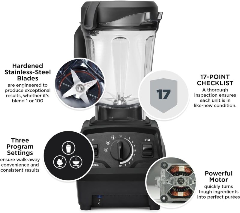 Vitamix Explorian Blender, Professional-Grade, 64 oz. Low-Profile Container, Black - Image 2