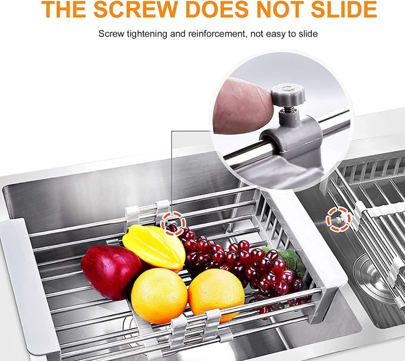 Adjustable Stainless Steel Kitchen Dish Drying Sink Rack Drain Strainer Basket - Image 4
