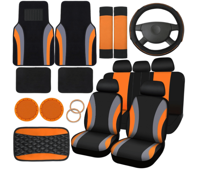 6 -26 Pack Leather Universal Front Back Auto Seat Waterproof Protectors Covers Sets with Matching Interior Accessories - Image 19