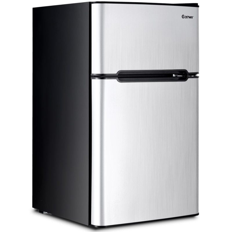 Costway Refrigerator Small Freezer Cooler Fridge Compact 3.2 Cu Ft. Unit
