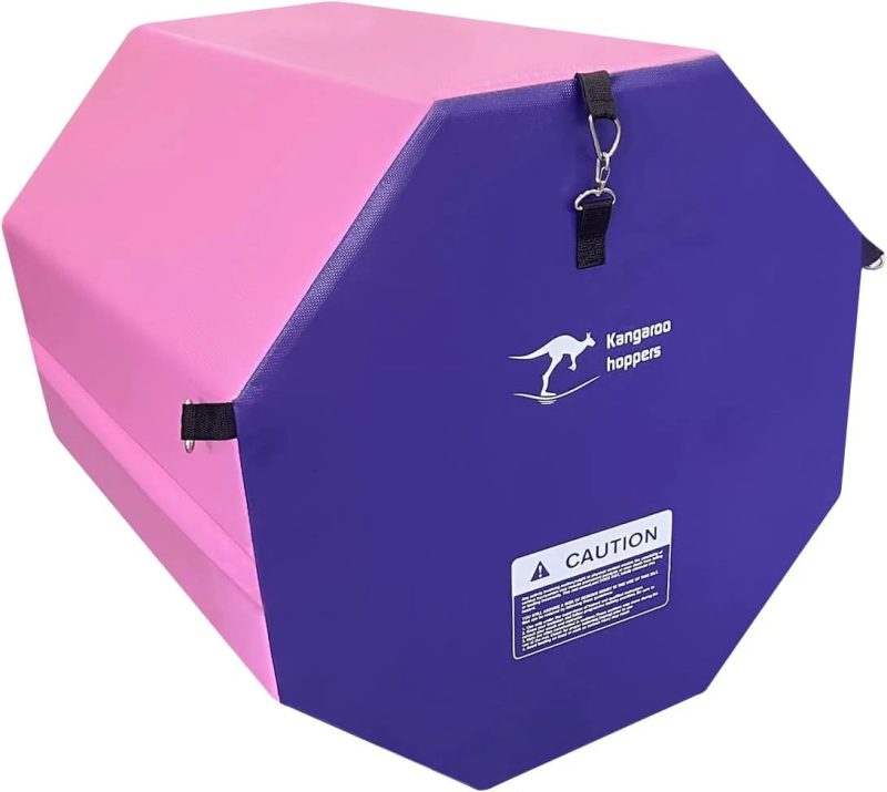 Kangaroo Hoppers 24" x 26" Gymnastics Octagon Tumbling Mat with Carrying Handles for Home Gym Exercise (Pink/ Purple)