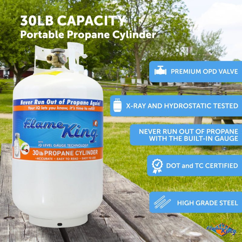 Flame King 30lb Propane Tank LP Cylinder with OPD & Gauge - Image 3