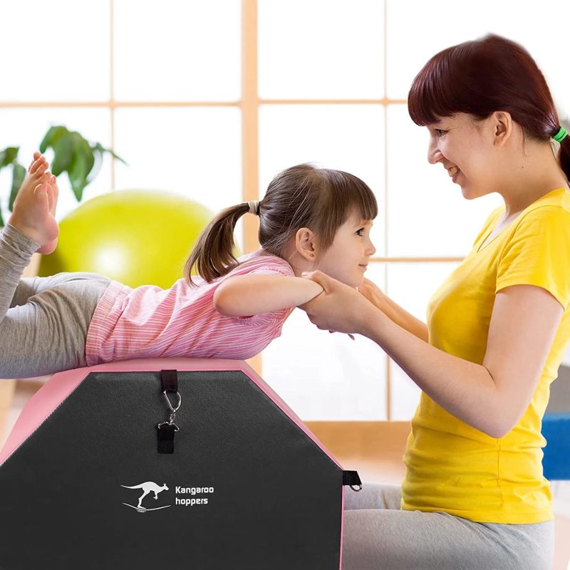 Kangaroo Hoppers 24" x 26" Gymnastics Octagon Tumbling Mat with Carrying Handles for Home Gym Exercise (Pink/ Purple) - 图片 2