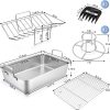 151⁄4” Roasting Pan with Rack, 7 PCS  Stainless Steel Roaster, Lasagna Pan with Cooling Flat & V-Shaped Baking Rack, Grilling Chicken Holder, Meat Shredding Claws, - Image 2