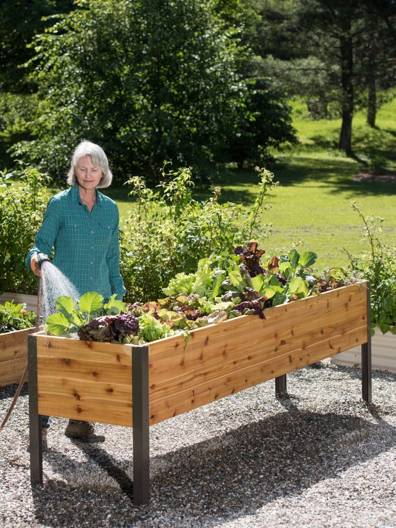 EcoStained Self-Watering Raised Planter Box with Aluminum Legs, Cedar/Cypress, 96   x24   x29 - Image 2