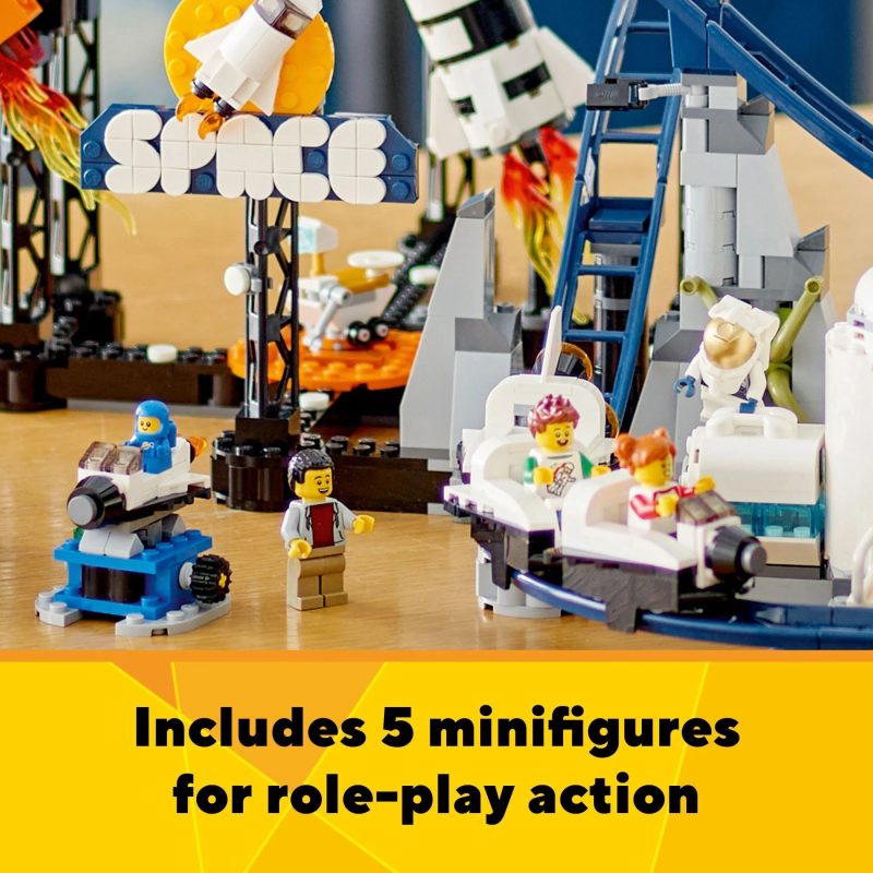 LEGO Creator 3 in 1 Space Roller Coaster, Rebuildable Amusement Park, Build as a Winding Roller Coaster or Drop Tower or Spinning Carousel, with 5 Minifigures, Building Toy Set for Kids Ages 9+, 31142 - Image 7