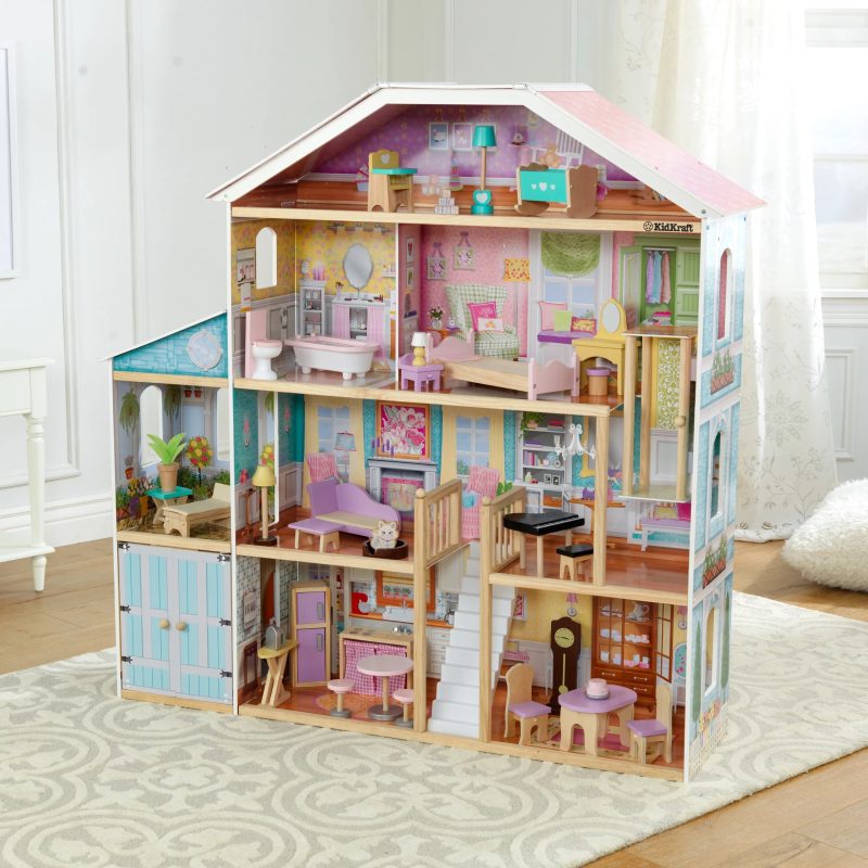 KidKraft Grand View Mansion Wooden Dollhouse with 34 Accessories, Ages 3 and up - Image 6