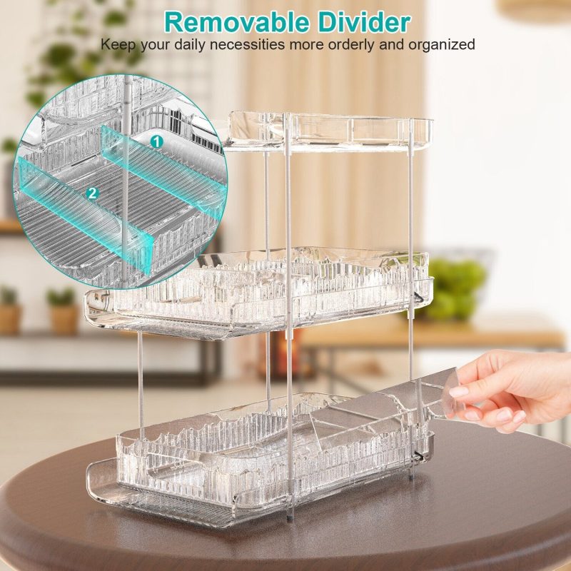 2 Sets-  3-Tier Clear Kitchen Organizer with Dividers - Image 6