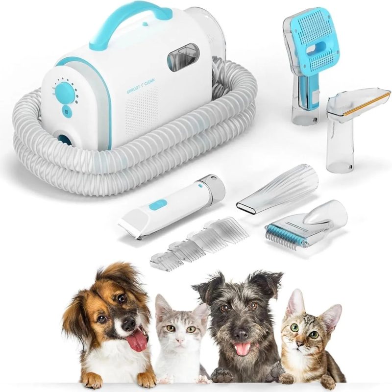 Uproot Clean Pet Grooming Vacuum Kit 7 in 1 - Cat & Dog Hair Vacuum Groomer