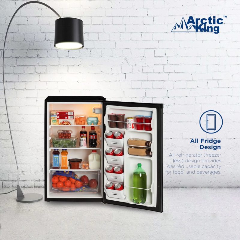 Arctic King 4.4 Cu ft One-Door No Freezer Mini Fridge, Black Stainless Steel Look E-Star, ARM44A5ASL - MadeInUSA - Image 4