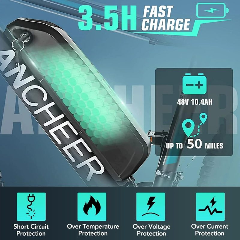 ANCHEER Gladiator 500W 26" Electric Bike for Adults, Electric Mountain Bike with 2.1 Inch eMTB Tire, 48V 10.4Ah Battery, 3H Fast Charge, Shimano 21 Speed, Adults Electric Bicycle sgtnighsdesigns - Image 2