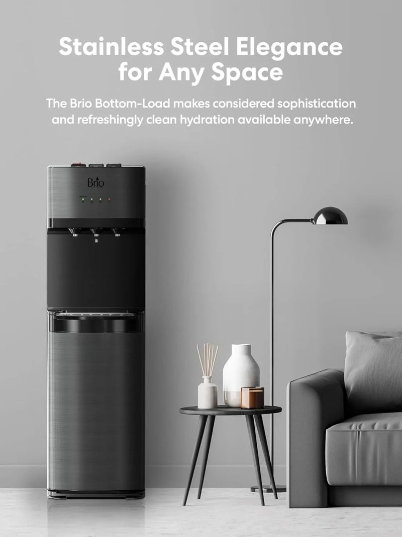 Brio Self Cleaning Bottom Loading Black Stainless Steel 3 Water Temperature Dispenser - Image 3