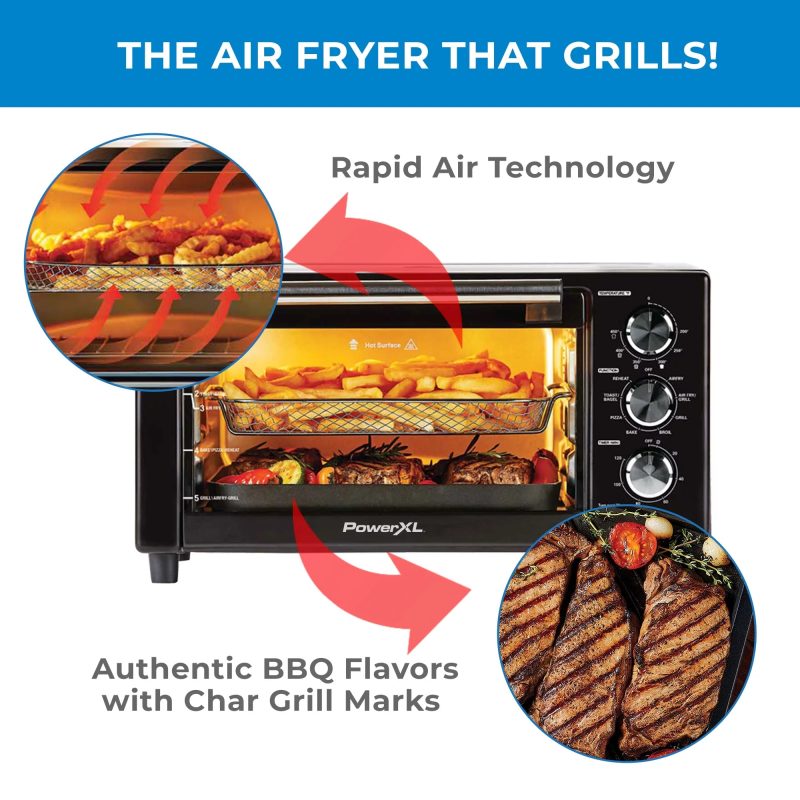 PowerXL Air Fryer Grill Plus, Toaster Oven, Black, 1500 Watts - MadeInUSA - Image 3