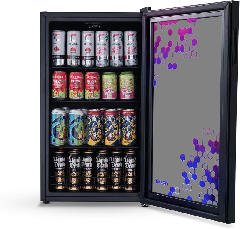 Beverage Refrigerator Cooler | 126 Cans Free Standing with Right Hinge Glass Door | Mini Fridge Beverage Organizer Perfect For Beer, Wine, Soda, And Cooler Drinks - Image 27