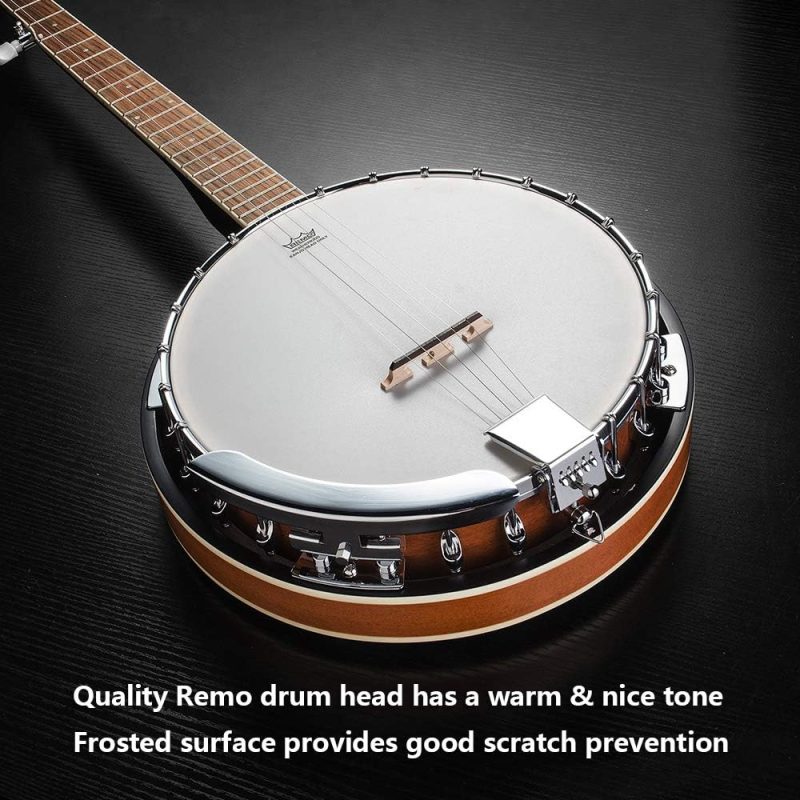 Banjo 5 String Full Size Banjos Set with Resonator, Remo Head, Beginner Banjo Kit with Closed Back, Premium Accessories for Adults, Teenager - Image 14