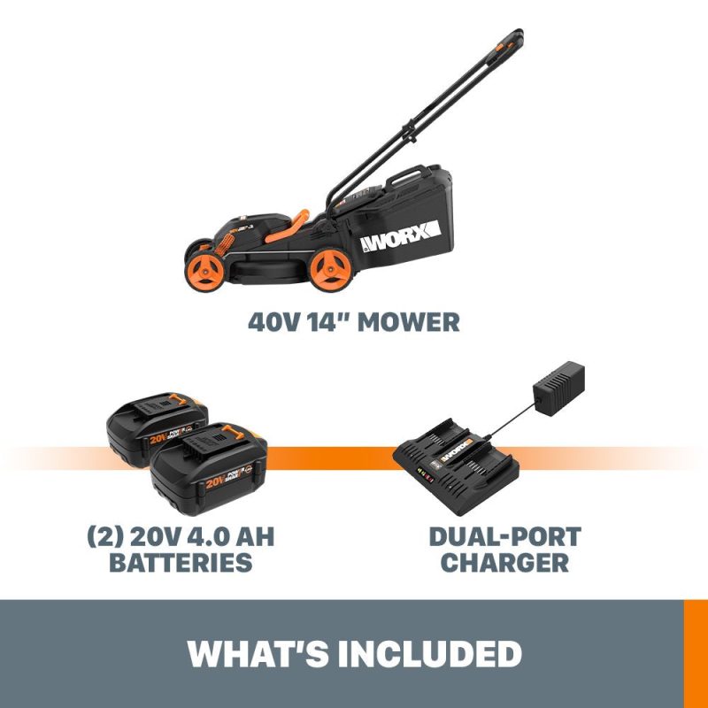 Worx 40V Power Share 4.0Ah 14" Cordless Lawn Mower (Battery and Charger Included) - Image 2