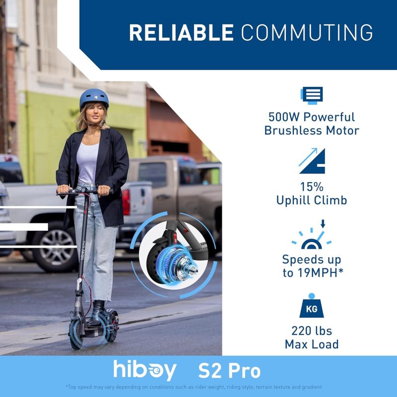 Electric Scooter, 500W Motor, 10" Solid Tires, 25 Miles Range, 19 Mph Folding Commuter Electric Scooter for Adults (Optional Seat) - Image 14