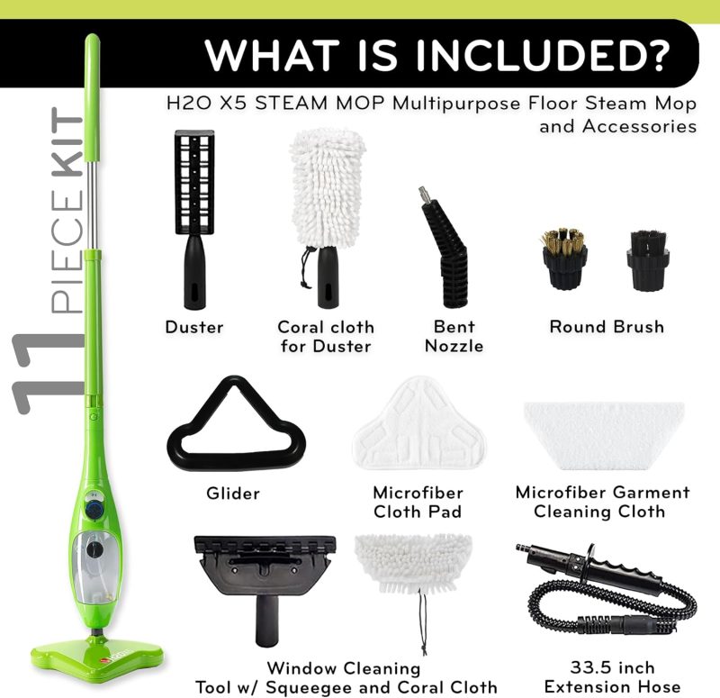 H2O MOP® X5 Steam Mop and Handheld Steam Cleaner For Cleaning Hardwood and Kitchen Tile Floors  Grout Cleaner  Upholstery Cleaner and Carpets - Image 3