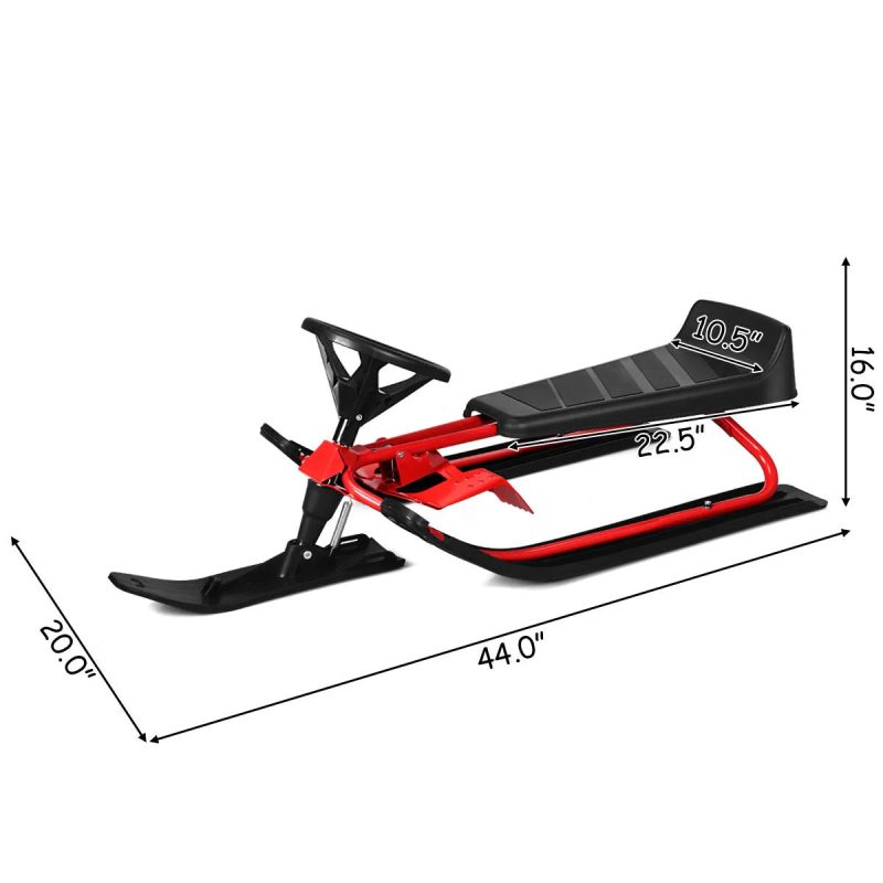 Snow Racer Sled, Ski Sled Slider Board with Steering Wheel, Twin Brakes - Image 11