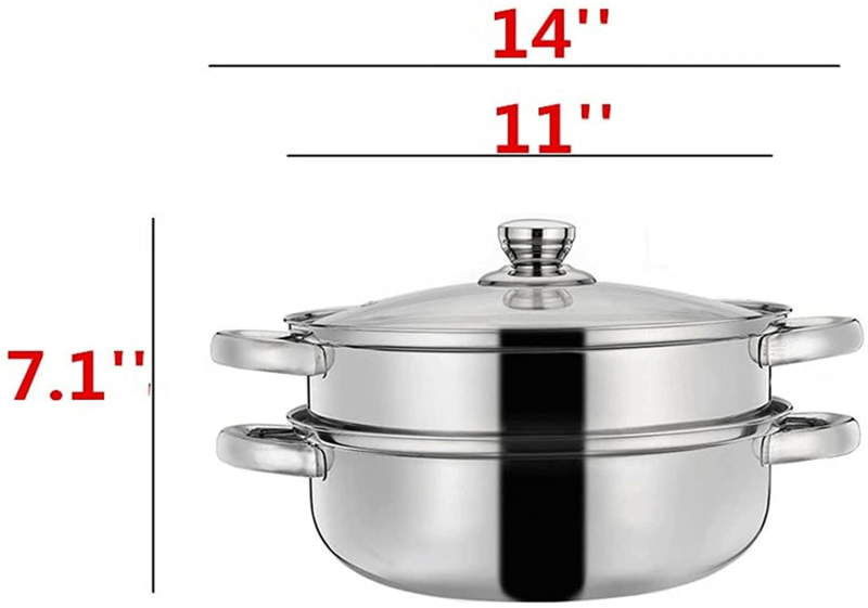 2 Piece Stainless Steel Stack and Steam Pot Set  With Lid - Image 2