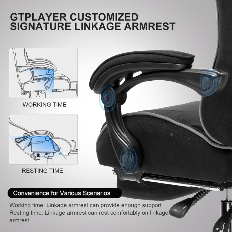GTPLAYER Gaming Chair, Computer Chair with Footrest and Lumbar Support, Height Adjustable Game Chair with 360  -Swivel Seat and Headrest and for Office or Gaming (White) - Image 29