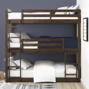 Better Homes Gardens Sullivan Triple Bunk Bed, Brown - MadeInUSA
