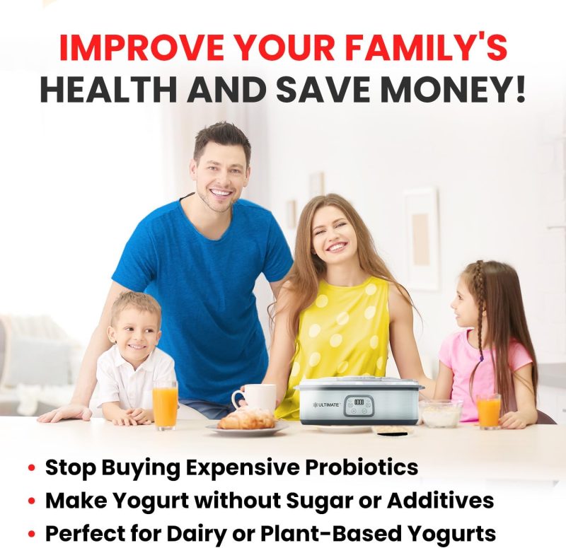 Ultimate Probiotic Yogurt Maker with Two 1-Quart Containers for Larger Batches   Make Trillions of Live Probiotics with Adjustable Temp   Time Control   Best Greek Yogurt Maker   LIFETIME WARRANTY - Image 12